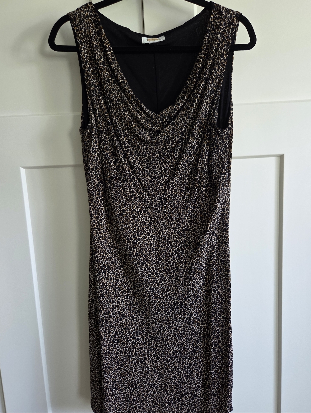 Talbots Sleeveless Cowl Neck Leopard Midi Dress - Black and Brown